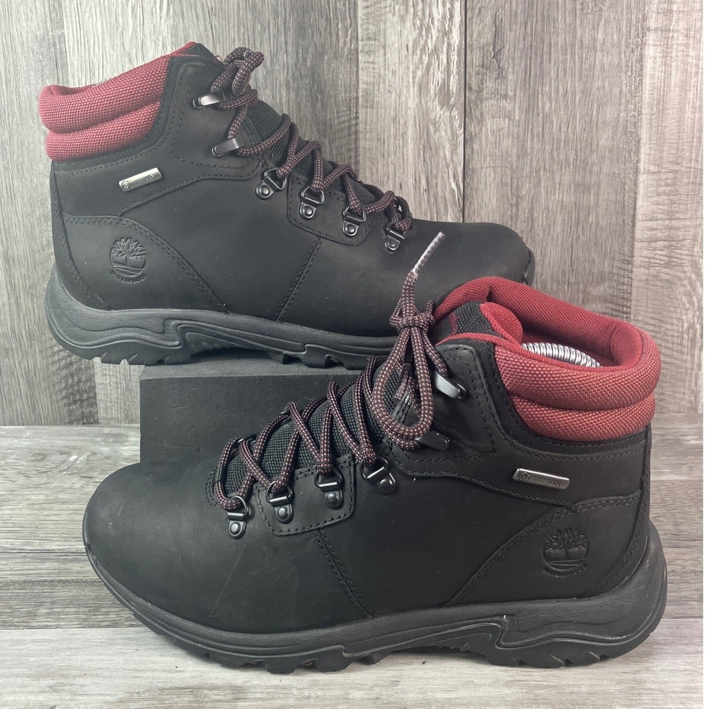 Timberland White Ledge Mid Waterproof Hiking Boots Black Burgundy A2HZ6 Womens 8